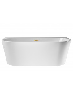 Wanna przyścienna wolnostojąca Corsan E030 Mono 150 cm z szeroką krawędzią i wykończeniem złotym 1