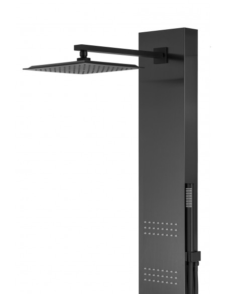 Panel prysznicowy Corsan Neo S060 grafitowy z hydromasażem, oświetleniem i termostatem 4