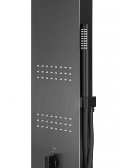 Panel prysznicowy Corsan Neo S060 grafitowy z hydromasażem, oświetleniem i termostatem 5
