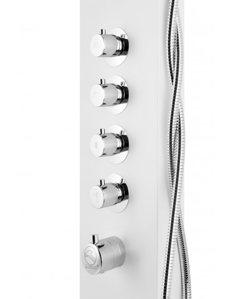 Panel prysznicowy Corsan Led Kaskada biały z hydromasażem, oświetleniem i termostatem 2