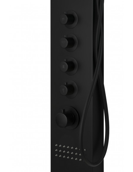 Panel prysznicowy Corsan Kaskada A014A czarny z hydromasażem i termostatem 6