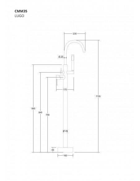 Bateria wannowa wolnostojąca Corsan CMM35BL Lugo czarna 4