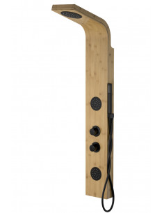 Panel prysznicowy Corsan Bali B231 bambusowy z hydromasażem i termostatem czarny 1