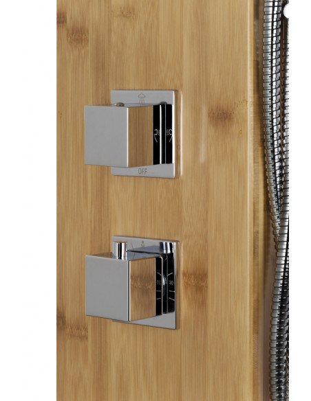 Panel prysznicowy Corsan Bao B022 bambusowy z hydromasażem i termostatem chrom 4