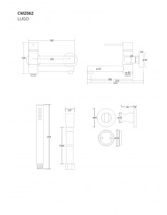 Zestaw wannowo prysznicowy Corsan CMZ062BL Lugo czarny z wylewką 1 2