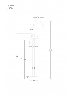 Bateria wannowa wolnostojąca Corsan CMM35GL Lugo złota 1 2
