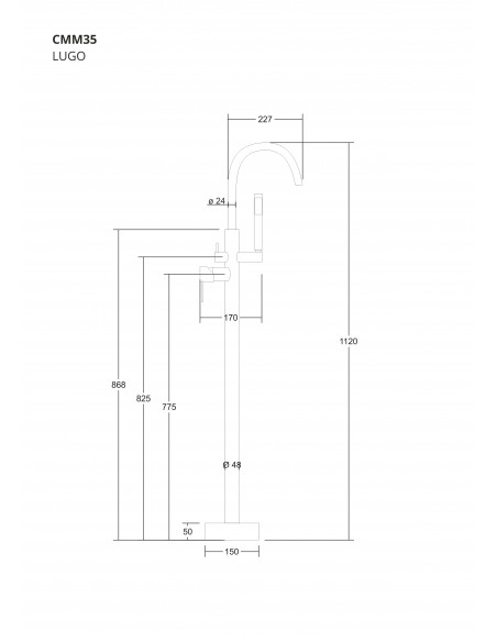 Bateria wannowa wolnostojąca Corsan CMM35BL Lugo czarna 11