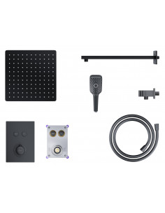 Zestaw prysznicowy podtynkowy Corsan 646994 z termostatem czarny 1