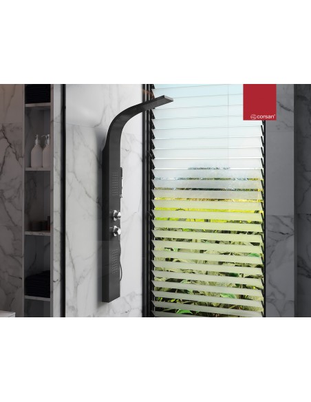 Panel prysznicowy Corsan Alto A017 czarny chrom z hydromasażem 7