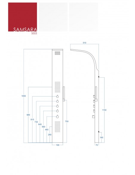 Panel prysznicowy Corsan Samsara S003 czarny z hydromasażem i termostatem 2