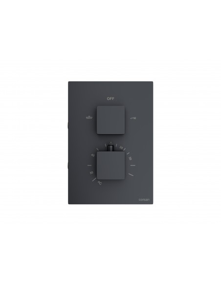 Natryskowy czarny zestaw prysznicowy Corsan ZA25TBL kwadratowa deszczownica z podtynkową baterią termostatyczną 2