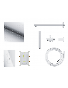 Natryskowy zestaw prysznicowy Corsan ZA25TCHW kwadratowa deszczownica z podtynkową baterią termostatyczną i funkcjonalną wyle