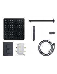 Natryskowy czarny zestaw prysznicowy Corsan ZA30TBL kwadratowa deszczownica z podtynkową baterią termostatyczną 1