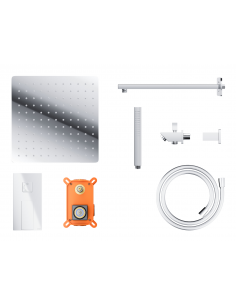 Natryskowy zestaw prysznicowy Corsan ZA30MCHW kwadratowa deszczownica z podtynkową baterią mieszaczową i funkcjonalną wylewką