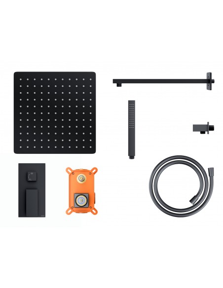 Natryskowy czarny zestaw prysznicowy Corsan ZA30MBL kwadratowa deszczownica z podtynkową baterią mieszaczową 1