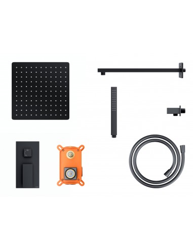 Natryskowy czarny zestaw prysznicowy Corsan ZA25MBL kwadratowa deszczownica z podtynkową baterią mieszaczową 1