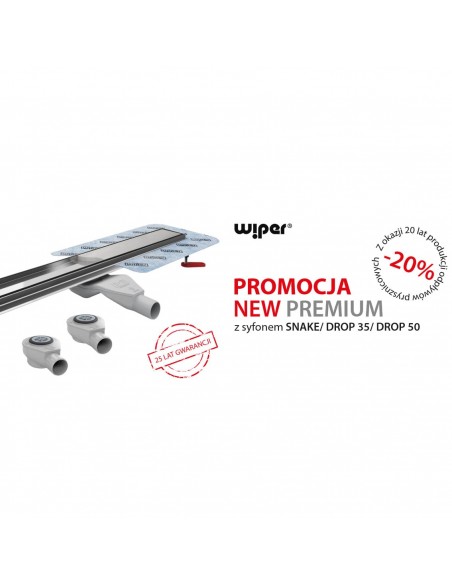 Odpływ liniowy 50 cm Wiper New Premium kratka Ponente zestaw 6