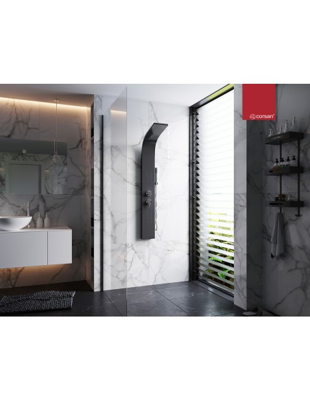 Panel prysznicowy Corsan Alto A017 czarny z hydromasażem i oświetleniem LED 5