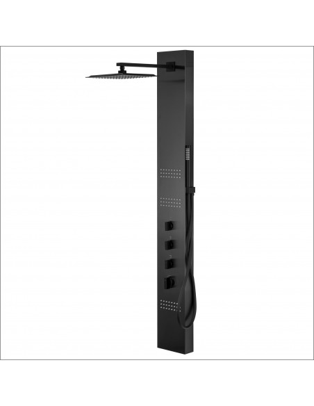 Panel prysznicowy Corsan Neo S060 grafitowy z hydromasażem, oświetleniem i termostatem