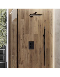 Zestaw prysznicowy Corsan Ango czarny z deszczownicą LED, baterią termostatyczną, słuchawką i wylewką 2