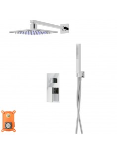 Zestaw prysznicowy Corsan Ango chrom z deszczownicą LED, baterią i słuchawką