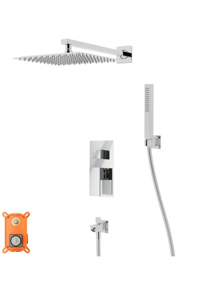 Zestaw prysznicowy Corsan Ango chrom z deszczownicą 25 cm, baterią, słuchawką i wylewką