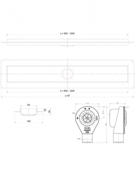 Odplyw - Liniowy - Wiper - 50 - Cm - Premium - Revers