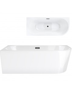 Wanna wolnostojąca narożna Corsan INTERO 170 x 73 Montaż lewostronny Korek klik-klak Grafit / Gun Metal