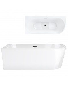 Wanna Wolnostojąca Narożna Corsan INTERO SLIM 160 X 74 Z Szeroką Krawędzią Montaż Lewostronny Korek Klik - Klak Czarny