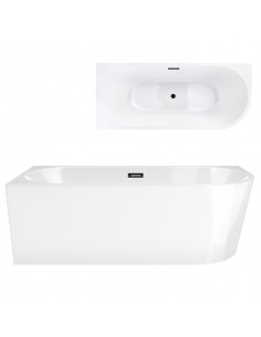 Wanna wolnostojąca narożna Corsan INTERO 160 x 74 Montaż lewostronny Korek klik-klak Grafit / Gun Metal