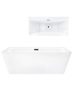 Wanna przyścienna wolnostojąca Corsan ISEO 170 x 79 cm z szeroką krawędzią i wykończeniem Grafit / Gun Metal