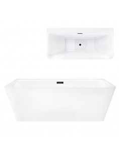 Wanna przyścienna wolnostojąca Corsan ISEO 160 x 74 cm z szeroką krawędzią i wykończeniem Grafit / Gun Metal