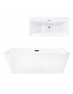 Wanna przyścienna wolnostojąca Corsan ISEO 150 x 75 cm z szeroką krawędzią i wykończeniem Grafit / Gun Metal