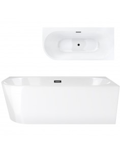 Wanna wolnostojąca narożna Corsan INTERO 170 x 80 z szeroką krawędzią Montaż prawostronny Korek klik-klak Grafit / Gun Metal