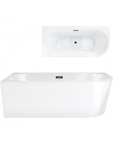 Wanna wolnostojąca narożna Corsan INTERO 170 x 80 z szeroką krawędzią Montaż lewostronny Korek klik-klak Grafit / Gun Metal