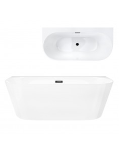 Wanna przyścienna wolnostojąca Corsan MONO 170 cm z szeroką krawędzią i wykończeniem Grafit / Gun Metal