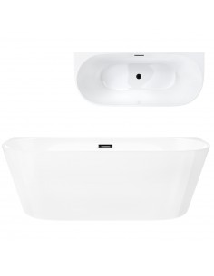 Wanna przyścienna wolnostojąca Corsan MONO 170 cm z wykończeniem Grafit / Gun Metal