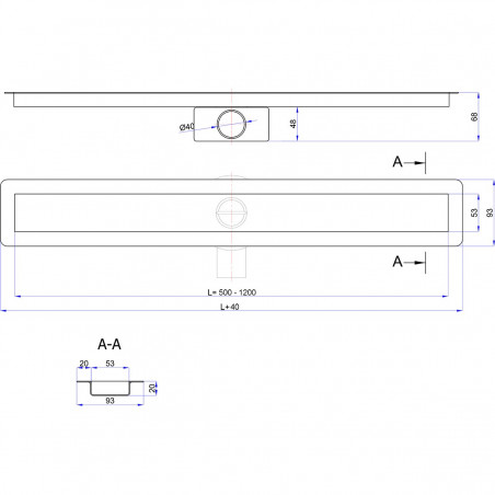 Odpływ liniowy Wiper 500 mm Invisible Slim