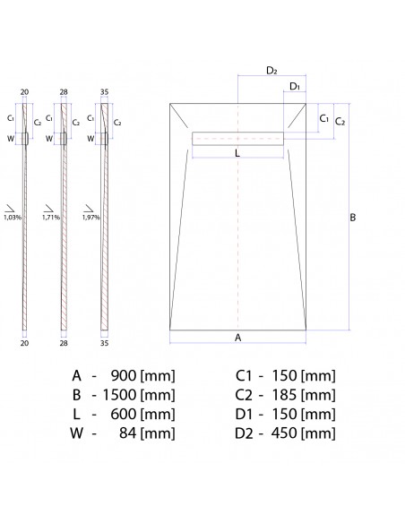 Brodzik - 90 - X - 150 - Cm - Wiper - Elite - Mistral - Silver