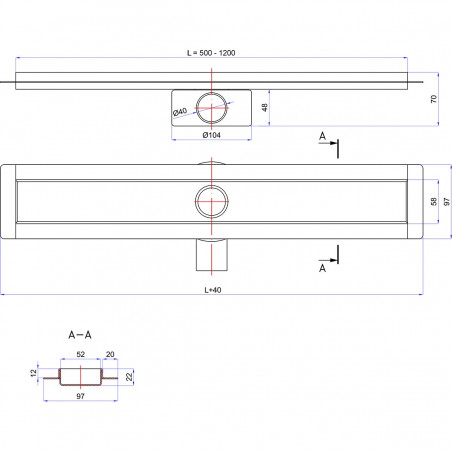 Odpływ liniowy Wiper 500 mm Premium Slim Mistral