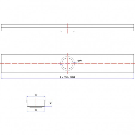 Odpływ liniowy Wiper 500 mm Classic Mistral