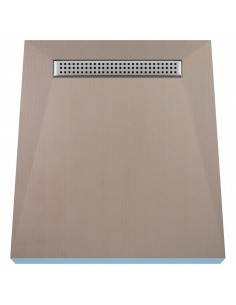 Brodzik podpłytkowy czterospadowy ze zintegrowanym odpływem liniowym Wiper Premium i kratką Sirocco