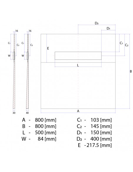 Brodzik - Podplytkowy - Jednospadowy - Wiper - 80 - X - 80 - Cm - Liniowy - Pure