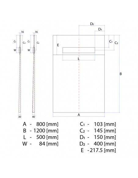 Brodzik - Podplytkowy - Jednospadowy - Wiper - 80 - X - 120 - Cm - Liniowy - Pure