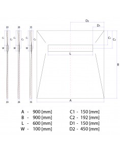 Brodzik podpłytkowy Wiper VF pod wykładziny PVC z kratką maskującą Ponente 2