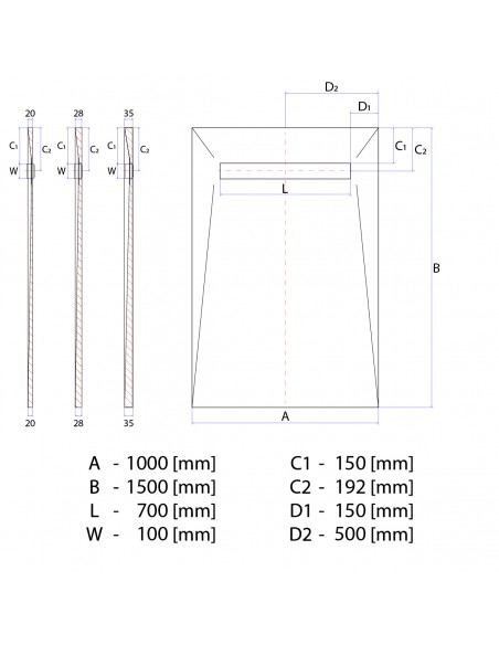 Brodzik - Posadzkowy - 100 - X - 150 - Cm - Wiper - Vf - Sirocco - Liniowy - Pod - Winyl