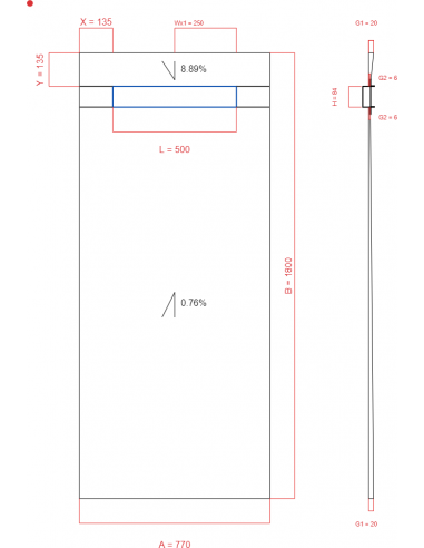 Showerlay Wiper 2 way 770 x 1800 mm...