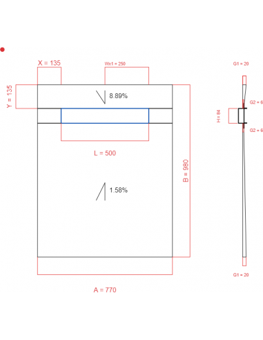 Showerlay Wiper 2 way 770 x 980 mm...