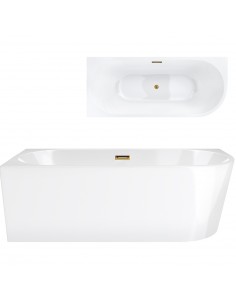 Wanna wolnostojąca narożna Corsan INTERO 170 x 73 Montaż lewostronny Korek klik-klak Szczotkowane Złoto