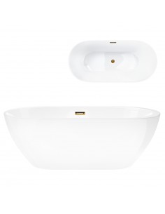 Wanna wolnostojąca Corsan RENO 160 x 74 cm z boczną półką Korek klik-klak Szczotkowane Złoto